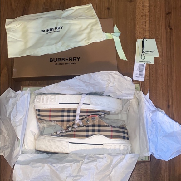 Burberry Check Cotton Sneakers - Picture 5 of 7